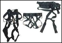 Figure 3-10. Seat harness, field-expedient harness, and full body harness.