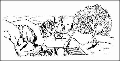 Figure 10-3. Dispersing vehicles seek cover for protection against air observation