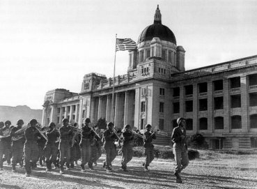 The 7th Infantry Division Band on the capital grounds in Seoul in 1945.