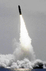 Photo of the C4 Trident I and D5 Trident II missiles. caption follows