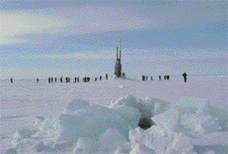 Photo of cranton crewmembers exploring the surface of the ice