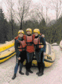 Group photo of three people in rafting gear