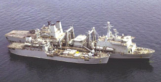 RFA SIR BEDIVERE and RFA VICTORIA transfer ammunition