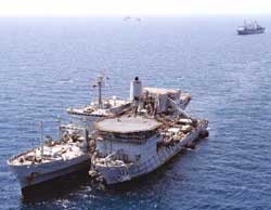 RFA FORT AUSTIN alongside the repair ship RFA DILIGENCE