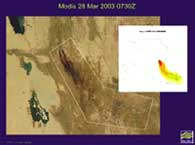 Plume Dispersion Model (inset) with corresponding satellite imagery