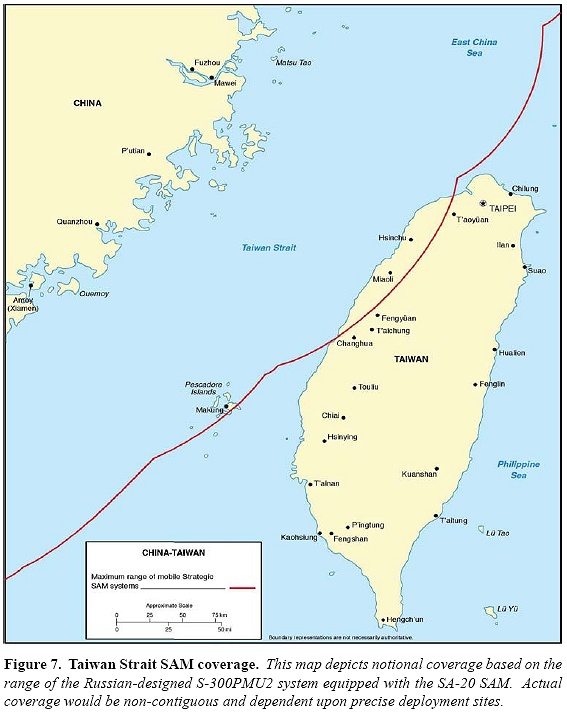 Surface-to-Air Missile Coverage Over the Taiwan Strait