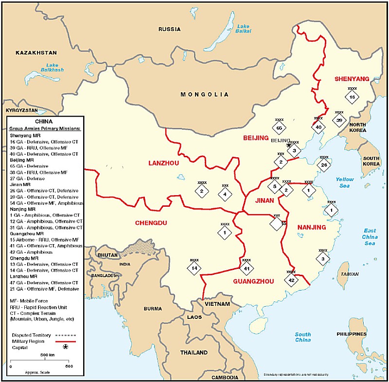 Location of Major Ground Force Units of the People's Liberation Army