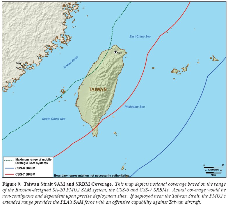 Taiwan Strait SAM and SRBM Coverage