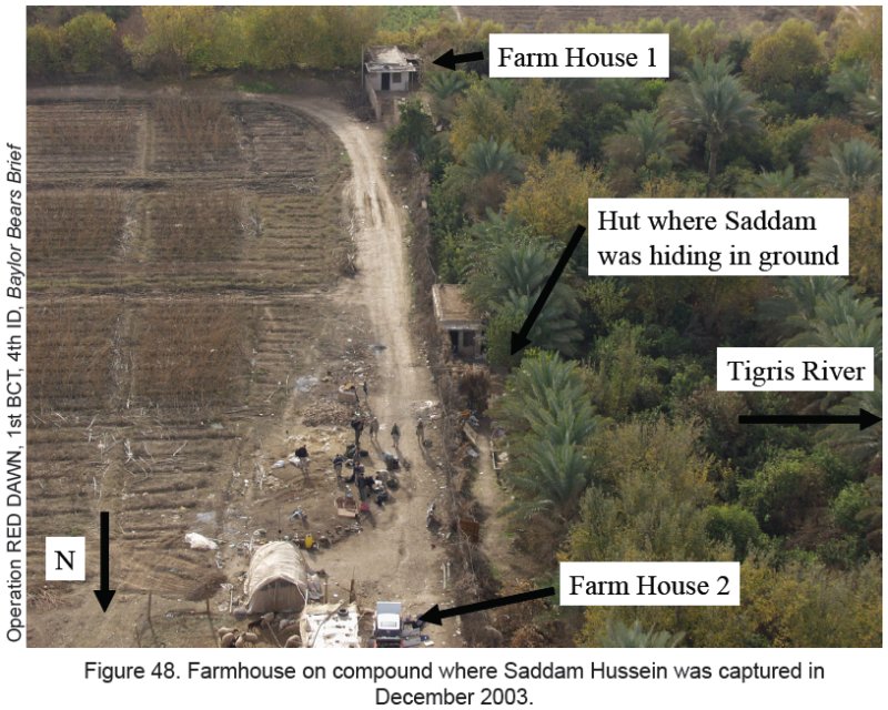Figure 48. Farmhouse on compound where Saddam Hussein was captured in December 2003. Figure 48. Farmhouse on compound where Saddam Hussein was captured in December 2003.