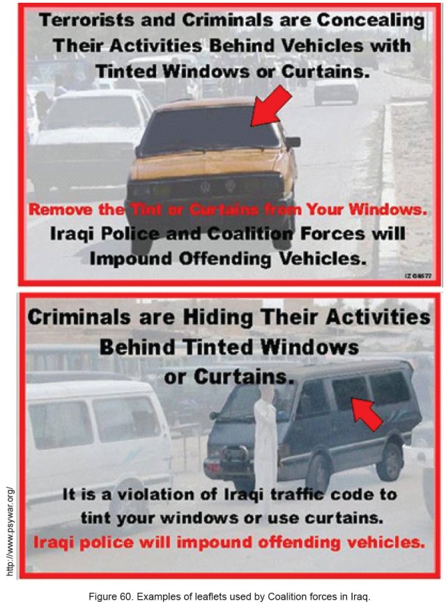 Figure 60. Examples of leaflets used by Coalition forces in Iraq. Figure 60. Examples of leaflets used by Coalition forces in Iraq.