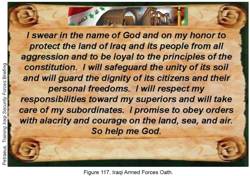 Figure 117. Iraqi Armed Forces Oath. Figure 117. Iraqi Armed Forces Oath.