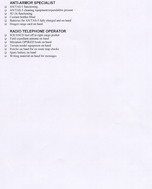 Pre-Combat Inspection Checklist