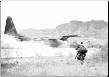 Photo of C-130 Hercules landing on an unimproved strip in Honduras