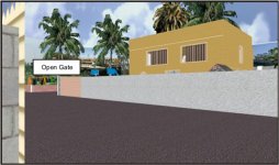Graphic - BF looking at house and gate from end of wall.