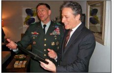 Figure 3-3-3: LTG Caldwell and Jon Stewart during the taping of The Daily Show