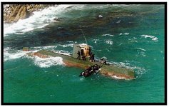Graphic showing North Korean submarine foundering