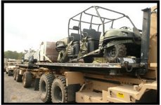 Graphic showing Part of the CCMRF dedicated equipment loaded on 3rd Brigade Support Battalion, 1-3 HBCT flat racks