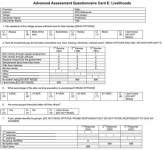 Graphic showing diagram of Advanced assessment questionnaire card E - livelihoods