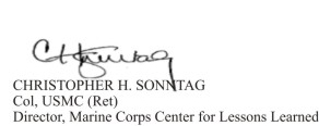 Director, Marine Corps Center for Lessons Learned Signature