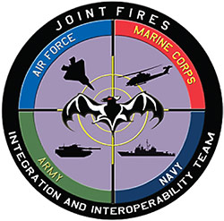Graphic showing diagram of Joint Fires Integration and Interoperability Team Logo