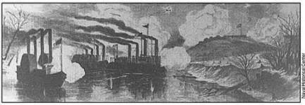 Drawing showing Fort Donelson from Harper's Weekly