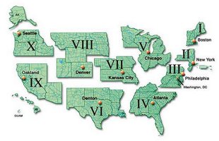 Graphic showing map of FEMA regions