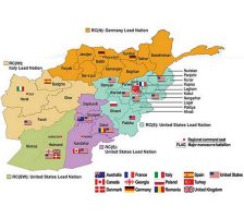 Graphic showing map of Afghan ISAF RCs, Major Units, and PRTs