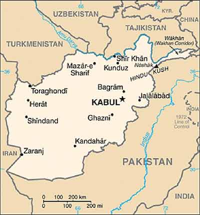 Graphic showing map of Afghanistan