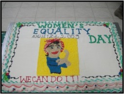 Graphic showing Women's Equality Day celebration at FOB Warrior 1