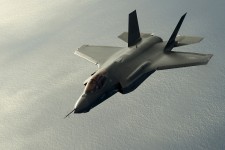 An F-35 Lightning II, from the 461th Flight Test Squadron, Edwards Air Force Base, Calif., receives fuel from a Boeing KC-135 Stratotanker, from the 151st Air Fueling Wing, Utah Air National Guard