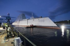 he Zumwalt-class guided-missile destroyer DDG 1000 is floated out of dry dock at the General Dynamics Bath Iron Works shipyard on Oct. 28, 2013