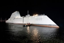 he Zumwalt-class guided-missile destroyer DDG 1000 is floated out of dry dock at the General Dynamics Bath Iron Works shipyard on Oct. 28, 2013