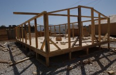Tents under construction in the Bagram Coalition Task Force 82nd ABN Division Compound before the winter season rolls around
