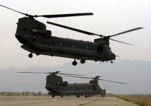 RAF and US Army Chinooks taking part in Operation Ptramigan/Mountain Lion