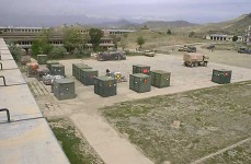 Supplies being delivered by the United States to the former Afghan Military Academy in Kabul, Afghanistan