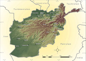 Afghanistan Shaded Relief Map