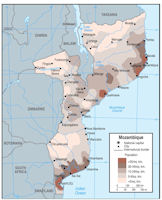 Mozambique Map - Population 2008
