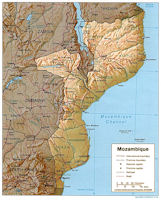 Mozambique Map - Relief 1995