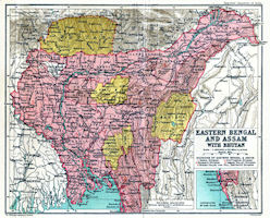Bengal History Map - 1909
