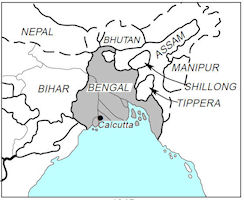 Bengal History Map - 1945