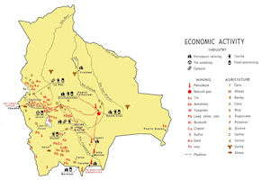 Bolivia Map Economy 1971