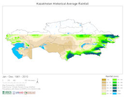 Kazakhstan Map - Rainfall 