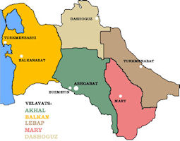 Turkmenistan Map - Veleyats