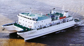 double body underwater acoustic survey ship