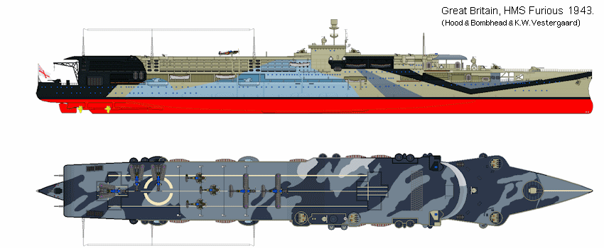 HMS Furious - British Aircraft Carrier, 1943