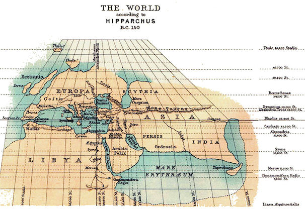 World Map 160 BC Hipparchuos