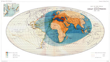 World Map - 1492-1522 Voyages of Discovery