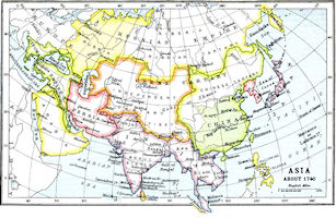 Asia History Map - 1740