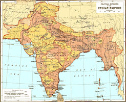 India History Map - 1909