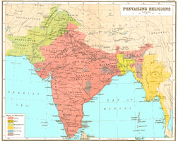 India Map 1931 - Religion 
